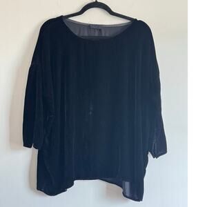 CP Shades Womens Black Velvet‎ 1/4 Length Top SIZE XS